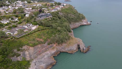 city of torquay on southwestern coast of england, aerial drone view