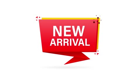 new arrival red label on white background. new collection. motion graphics.