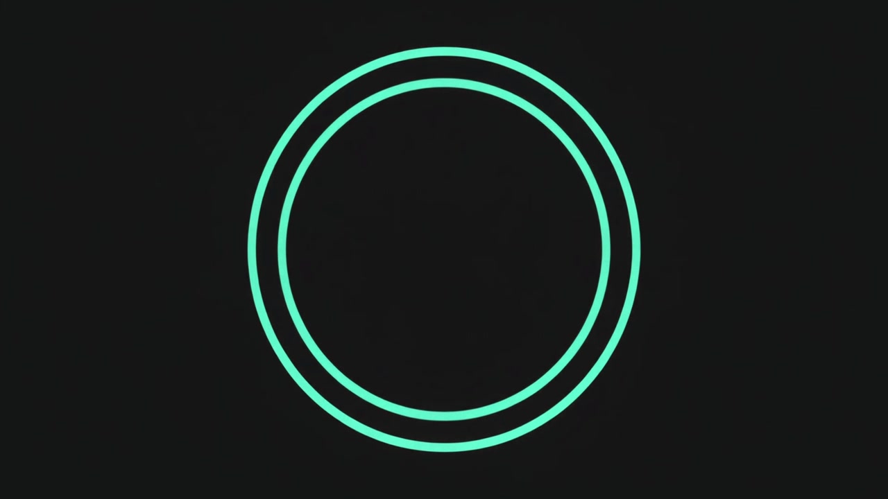 Minimalist Animated Turquoise Concentric Circles on Black Background