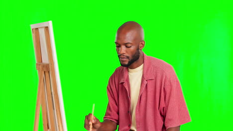 Painting,-art-and-canvas-with-black-man-in-green