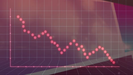 animation of fluctuating data points on pink gradient grid background