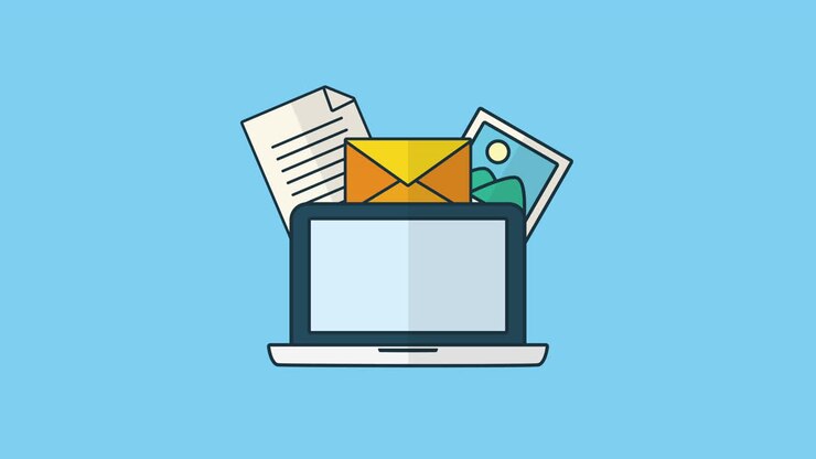 laptop-computer-gerät mit e-mail und dateien