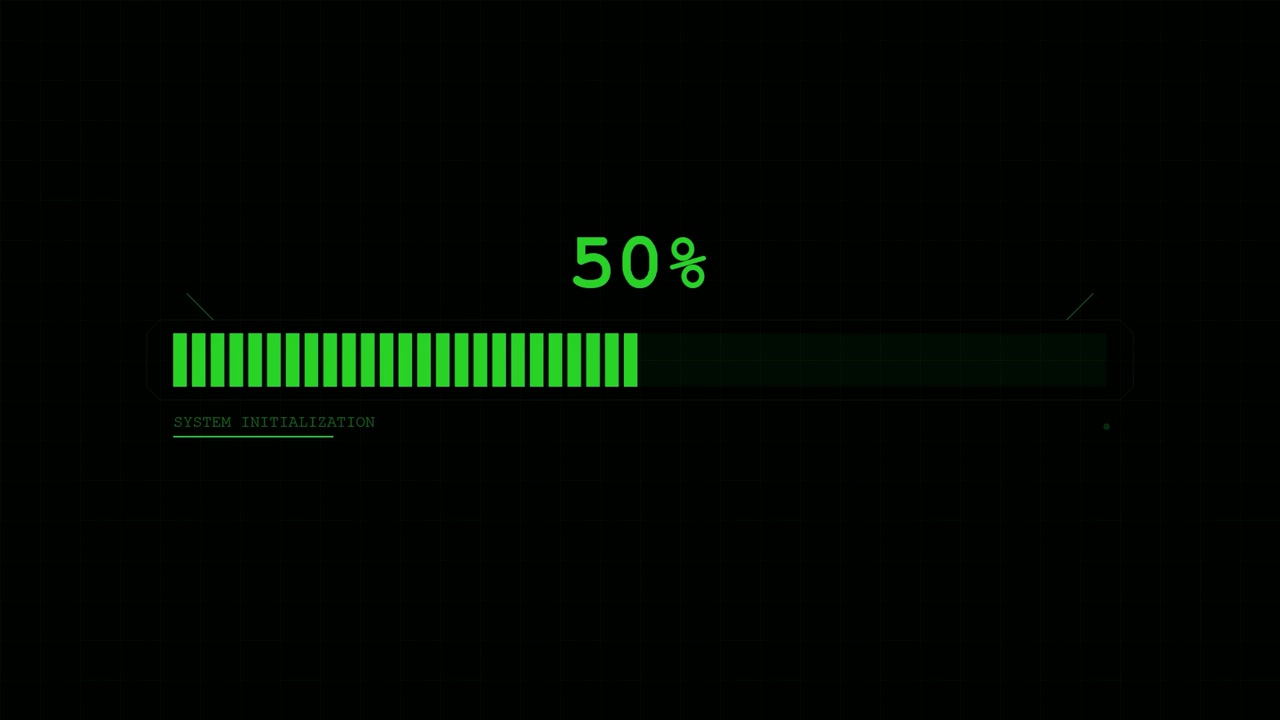 Digital Progress Bar Loading with System Initialization Text
