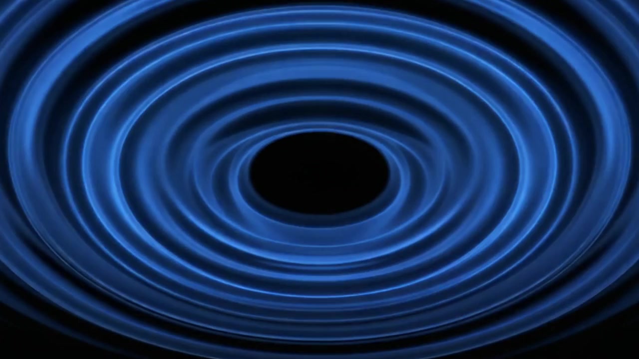 Increspature concentriche blu astratte che si espandono su sfondo scuro