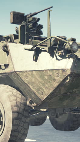 close-up of military armored personnel carrier