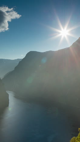 geiranger fjord in norway in vertical