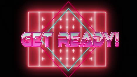 animation of get ready text over neon sports stadium