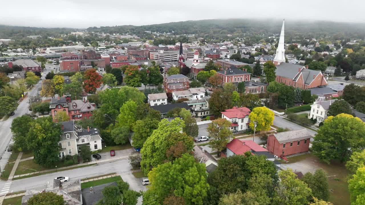 aerial rising up from Rutland Vermont