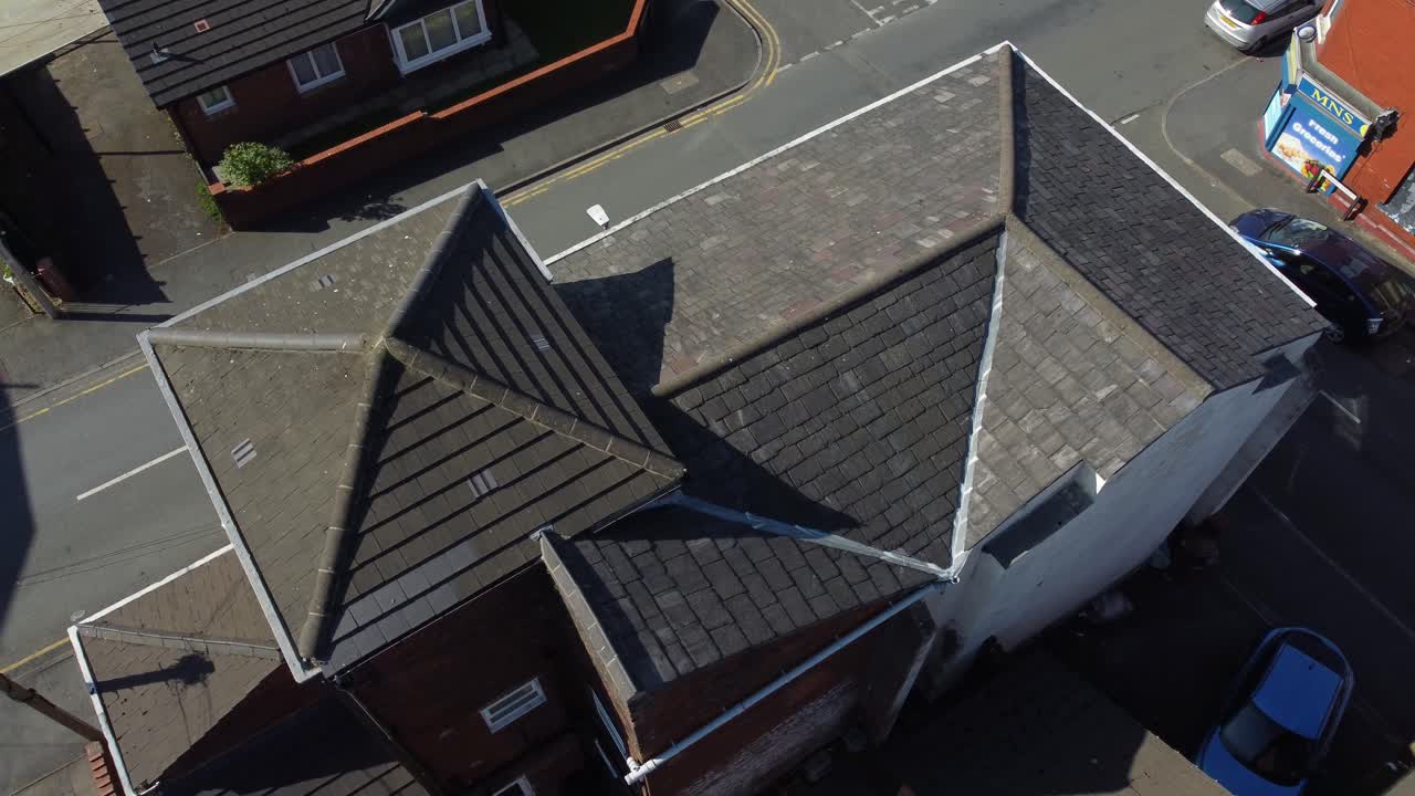 Rooftop inspection aerial view mapping damage and repair of real estate for homeowner