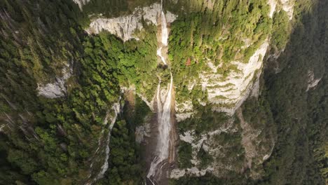 seerenbachfälle waterfall cascading down a steep cliff surrounded by lush forest near amden, betlis, weesen, walensee, kanton st. gallen, switzerland