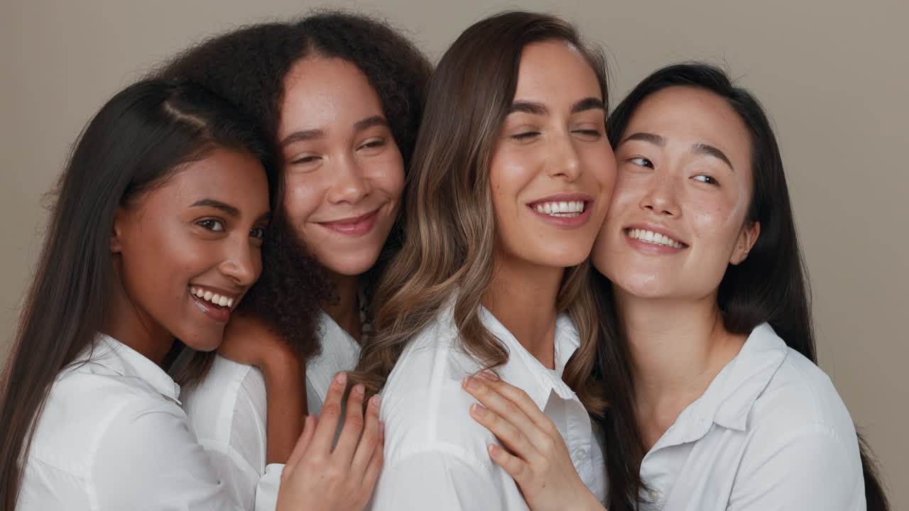 mujeres, cuidado de la piel en grupo y belleza con amor