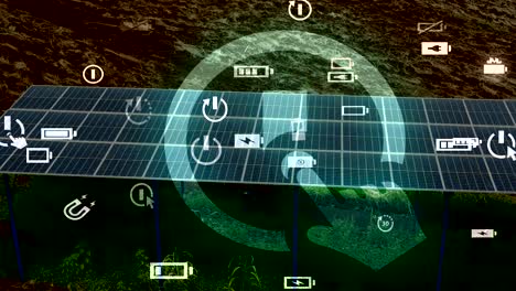 太阳能电池板与未来图形覆盖在肯尼亚