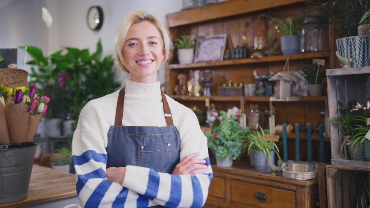 Portrait Of Smiling Female Owner Of Florists Shop In Store