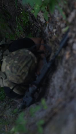 soldier hiding in forest