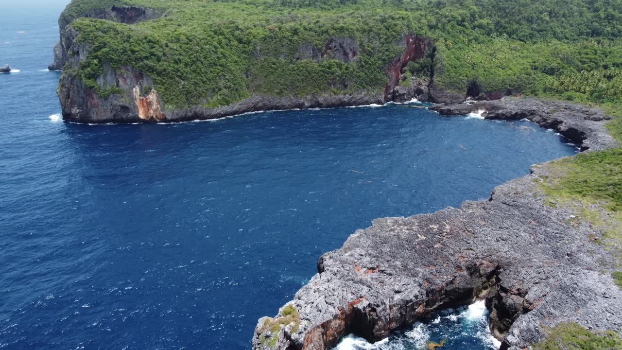 Aerial view of the rocky coastline at Cabo Cabr&oacute;n near Las Galeras on the Saman&aacute; peninsula in the Dominican Republic