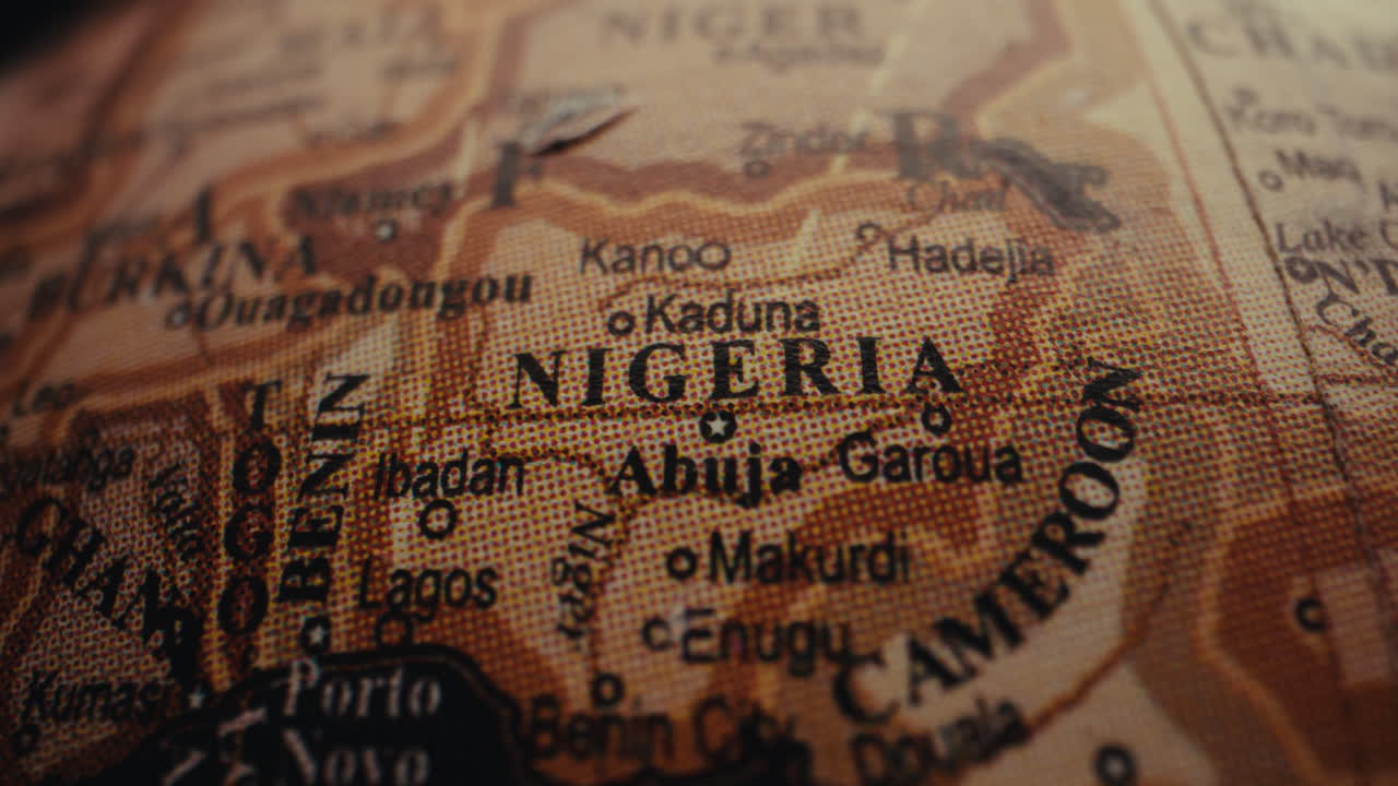 Close-up of a Globe Showing Nigeria