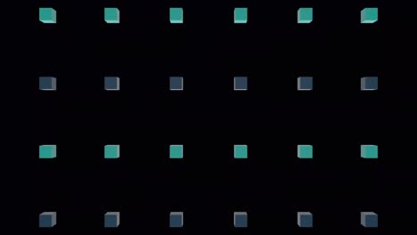 animación de cubos sobre chispas en fondo negro