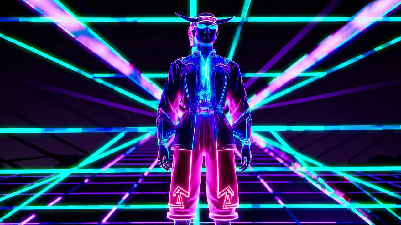 La donna cyberpunk con le luci al neon