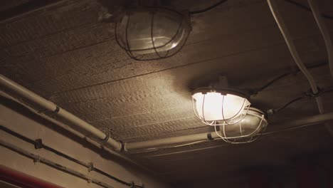 old loft tungsten ceiling lamp in war shelter