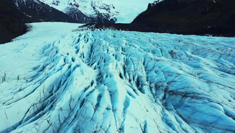 drone shot of icy glacier blocks