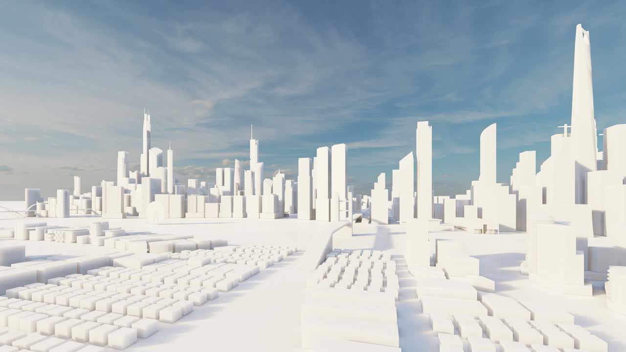 Moving on the white city model.-3d rendering.