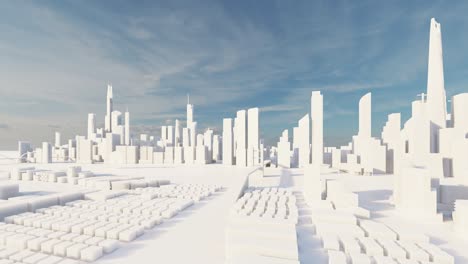 moving on the white city model.-3d rendering.