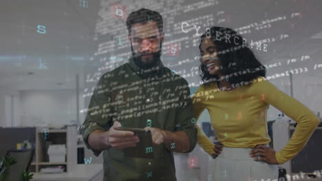 animación del procesamiento de datos sobre diversas personas de negocios en la oficina