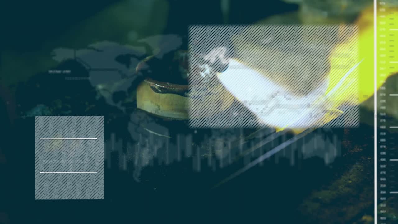 Incoming blowtorch flame heating burner head while UI overlays animating, showing heat progress