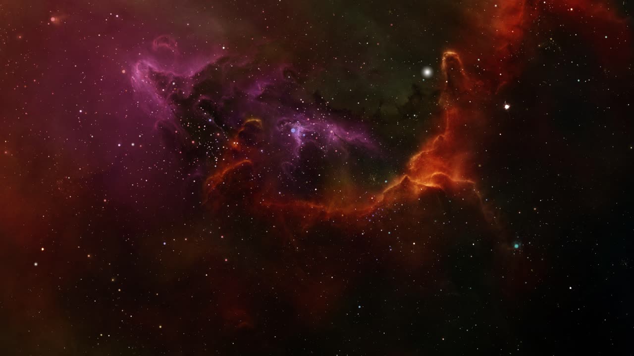 Space Journey Through Nebula in outer space