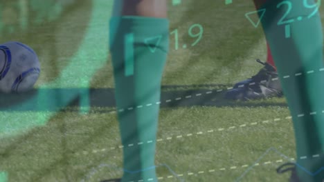 animación de diversos jugadores de fútbol masculino sobre el procesamiento de datos