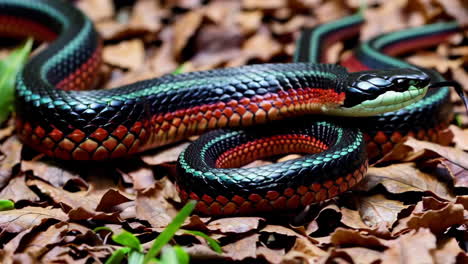 red-and-black snake in a forest