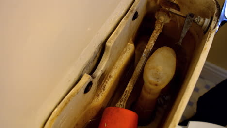 dentro de un tanque de descarga