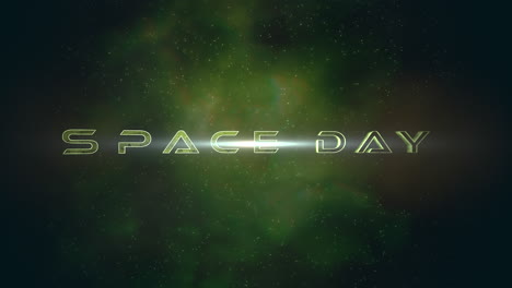 día espacial con destellos de estrellas y nubes verde oscuro en la galaxia.