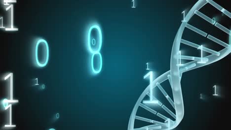 spinning dna with binary codes falling