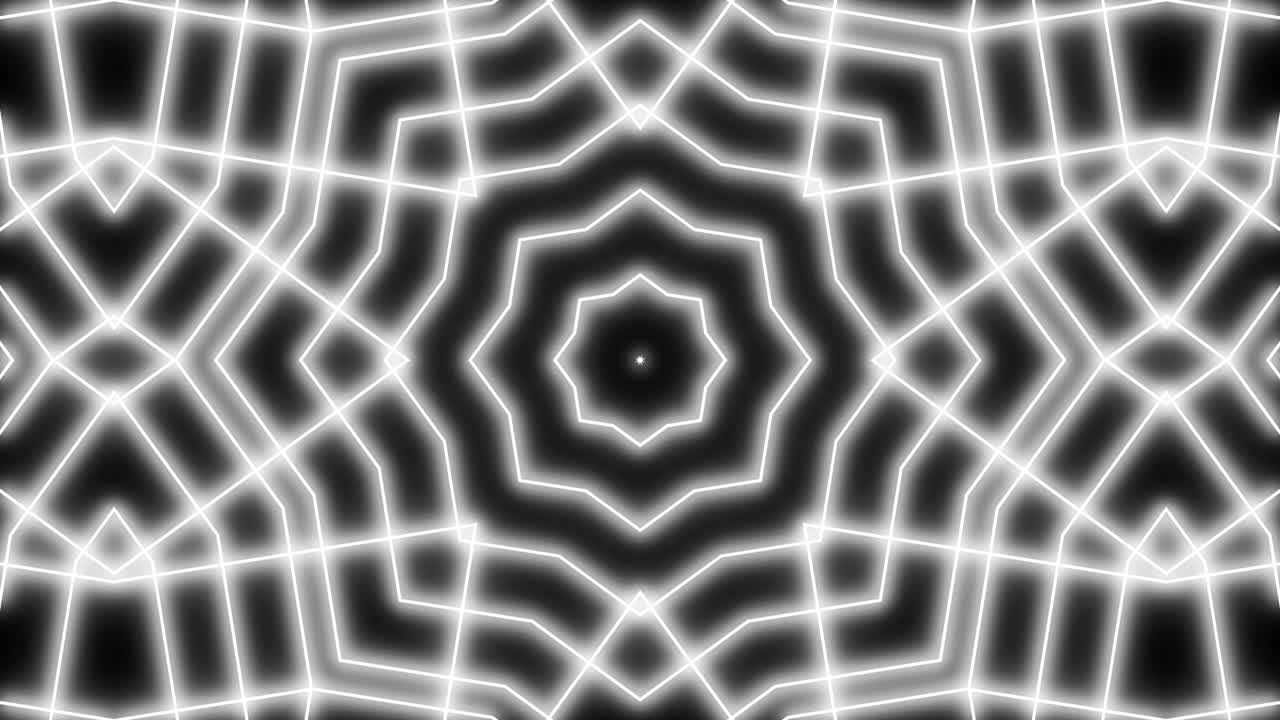 Geometric pattern line monochrome kaleidoscope animation