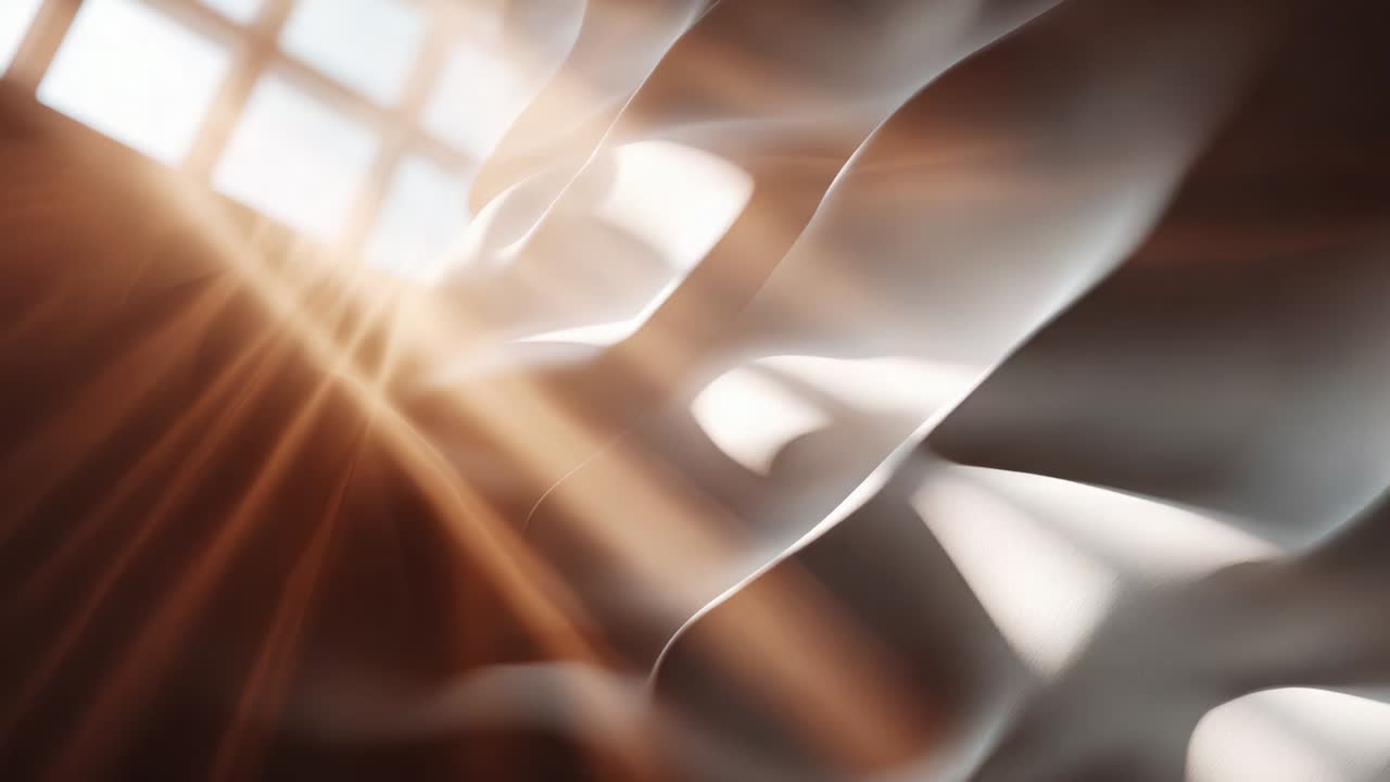 Captivating Light Through Soft Drapes: An Ethereal Dance of Fabrics and Sunbeams that Creates a Beautiful Atmosphere Inviting Calmness and Serenity in a Peaceful Space
