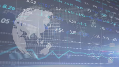animazione dell'elaborazione dei dati e globo su sfondo nero