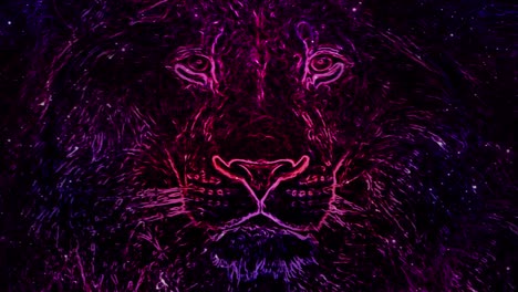 lion. animated purple drawing. strokes and lines.