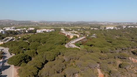 casas de condominio grises rodeadas de frondosos árboles tropicales en el algarve, portugal