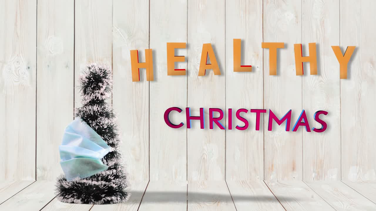 나무 에 회전 하는 의료 마스크 의 크리스마스 트리