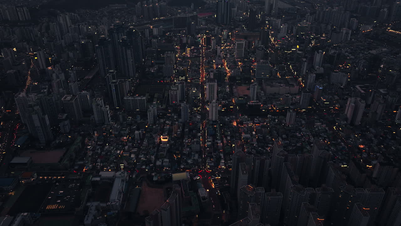 Night Aerial View of a Korean City