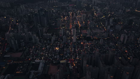 night aerial view of a korean city