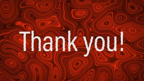 animation of thank you text over a red shape moving and changing