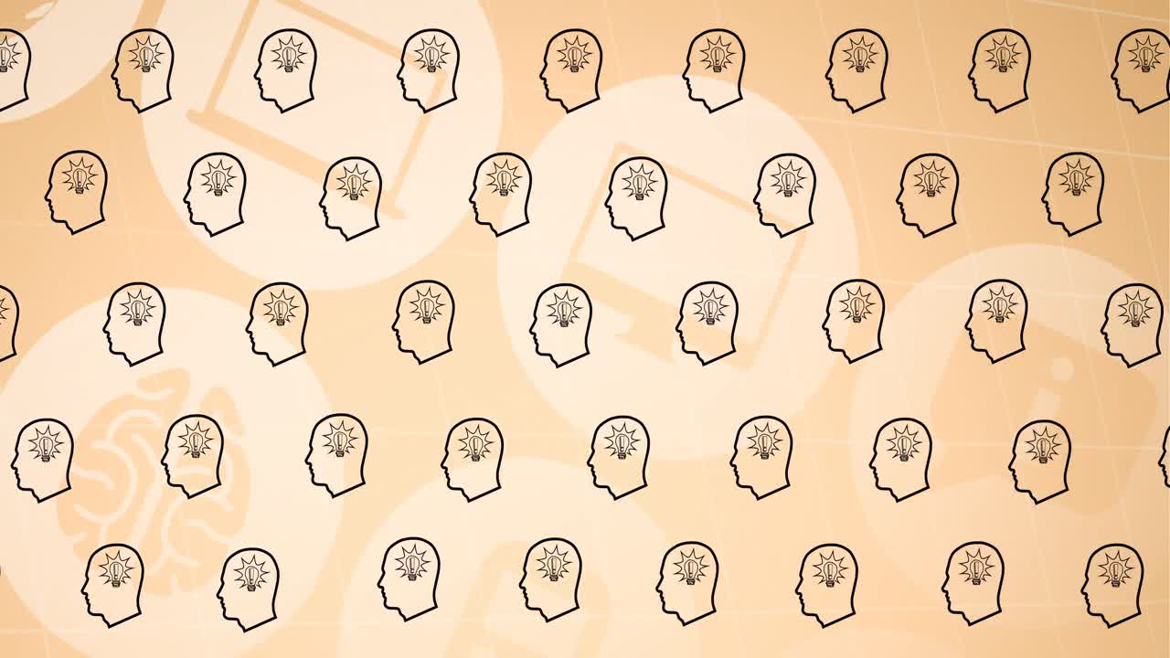 의료 아이콘 위에 전구 아이콘이 있는 머리의 애니메이션