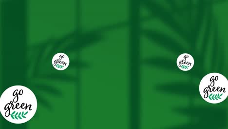 animación de ir verde en círculos y bulbos con árboles en fondo verde