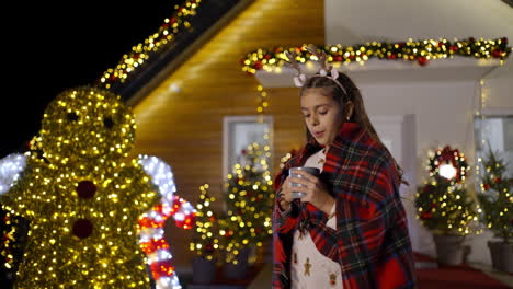 festive christmas scene with girl