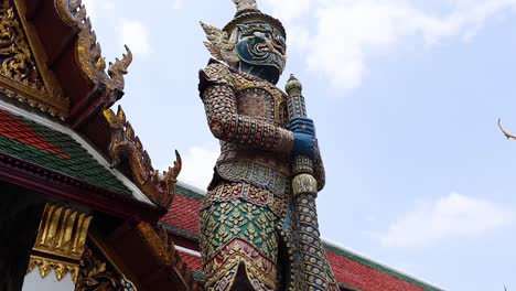 detailed view of ornate temple guardian statue