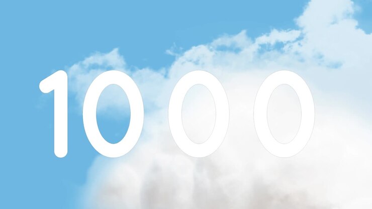 Animation af voksende tal over skyer og himmel