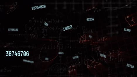 Animation-of-moving-mathematical-formulas-on-dark-background