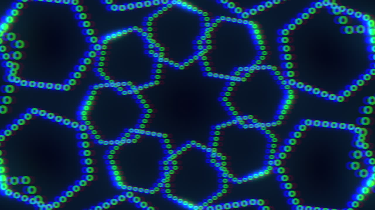 patrón geométrico simétrico azul y verde sobre fondo negro